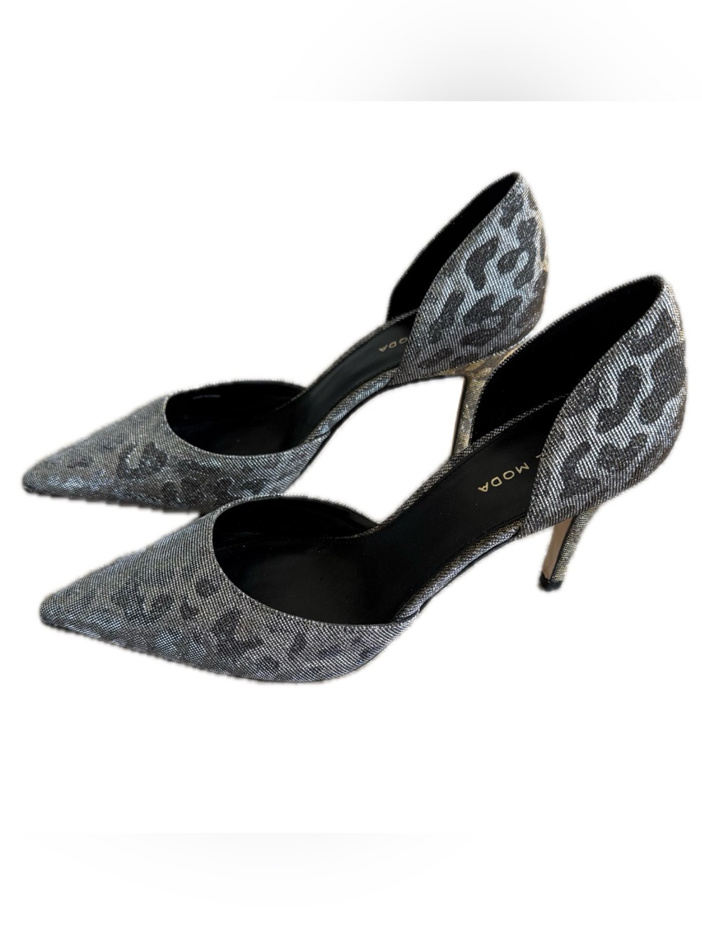 Pelle Moda Silver Leopard-Print D'Orsay Pointed Toe Pumps